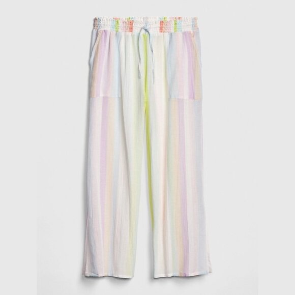 GAP Wide Leg Crinkle Stripe Pants Neon Vert Lounge, Beach, Sleep - Picture 4 of 4